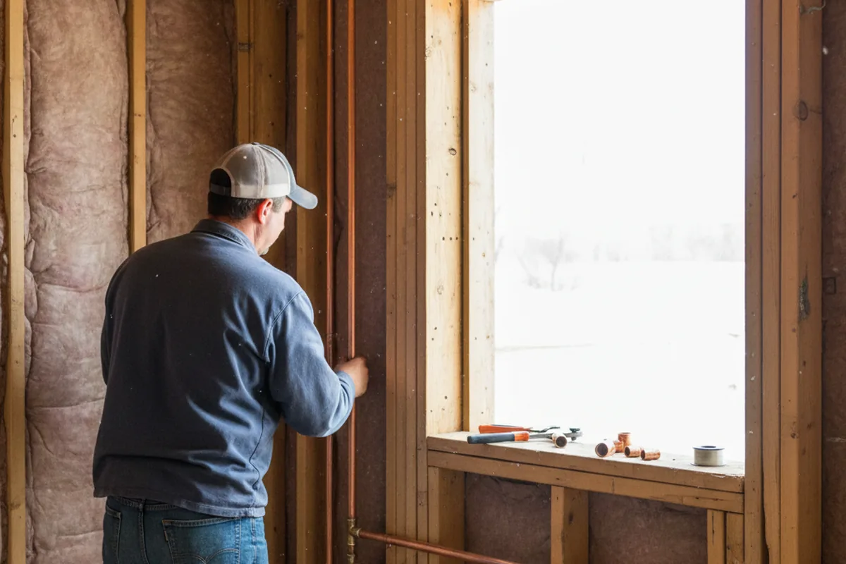 Licensed plumber running new copper supply lines in a Westfall home